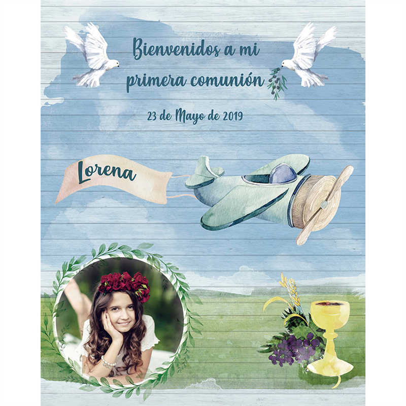 Photocall Comunión Libros + Cartel Personalizado